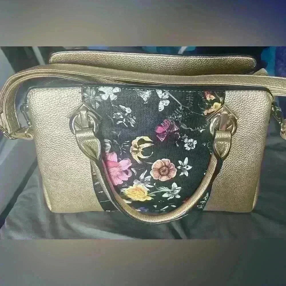 Two-Tone Dasein Floral Print Satchel NWOT